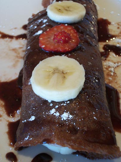 Wonderfully Decadent Chocolate Fruit Crepes with Cream Cheese Filling
