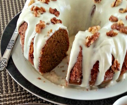 Bourbon Pumpkin Gingerbread Cake with Goat Cheese Frosting