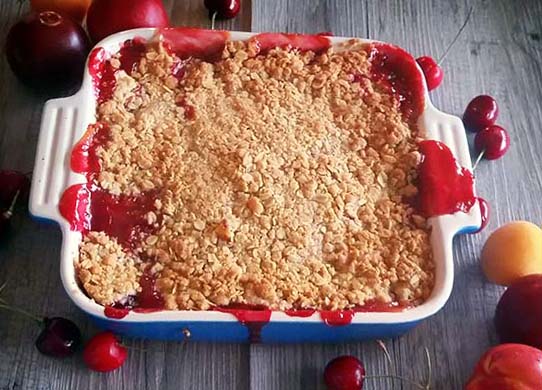 Boozy Stone Fruit Cobbler