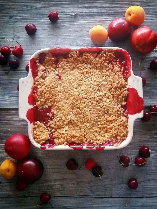 Boozy Stone Fruit Cobbler