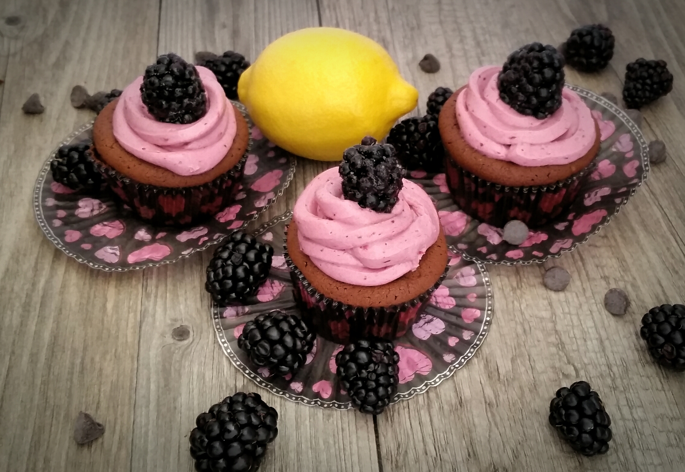 Repost of Blackberry Filled Dark Chocolate Cupcakes with Blackberry Swiss Meringue Buttercream