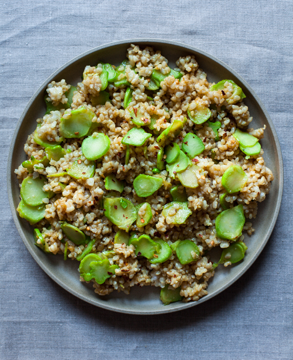 Broccoli Stem and brown rice stir fry