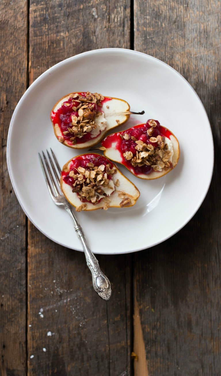 The Gourmet RD Cranberry & Goat Cheese Stuffed Pears
