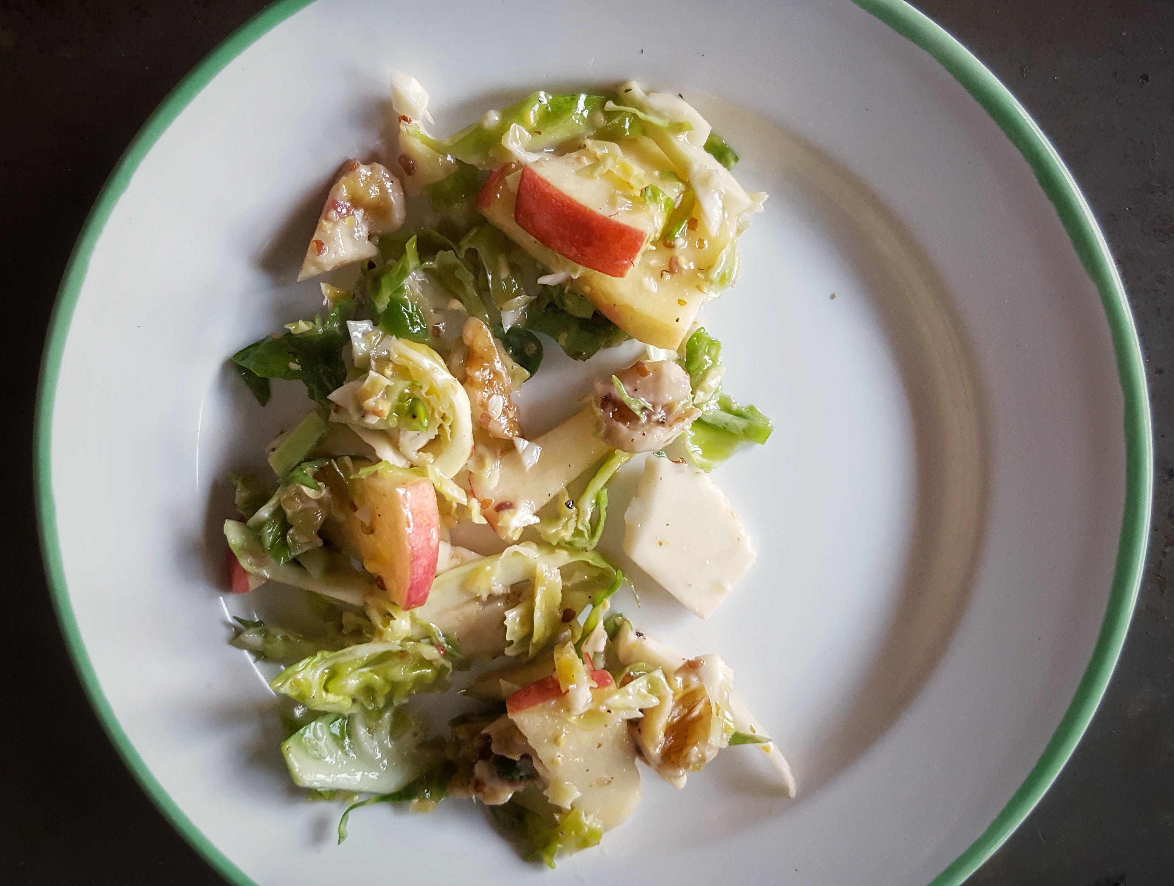Brussels Sprout, Apple and Walnut Salad with Mustard Vinaigrette