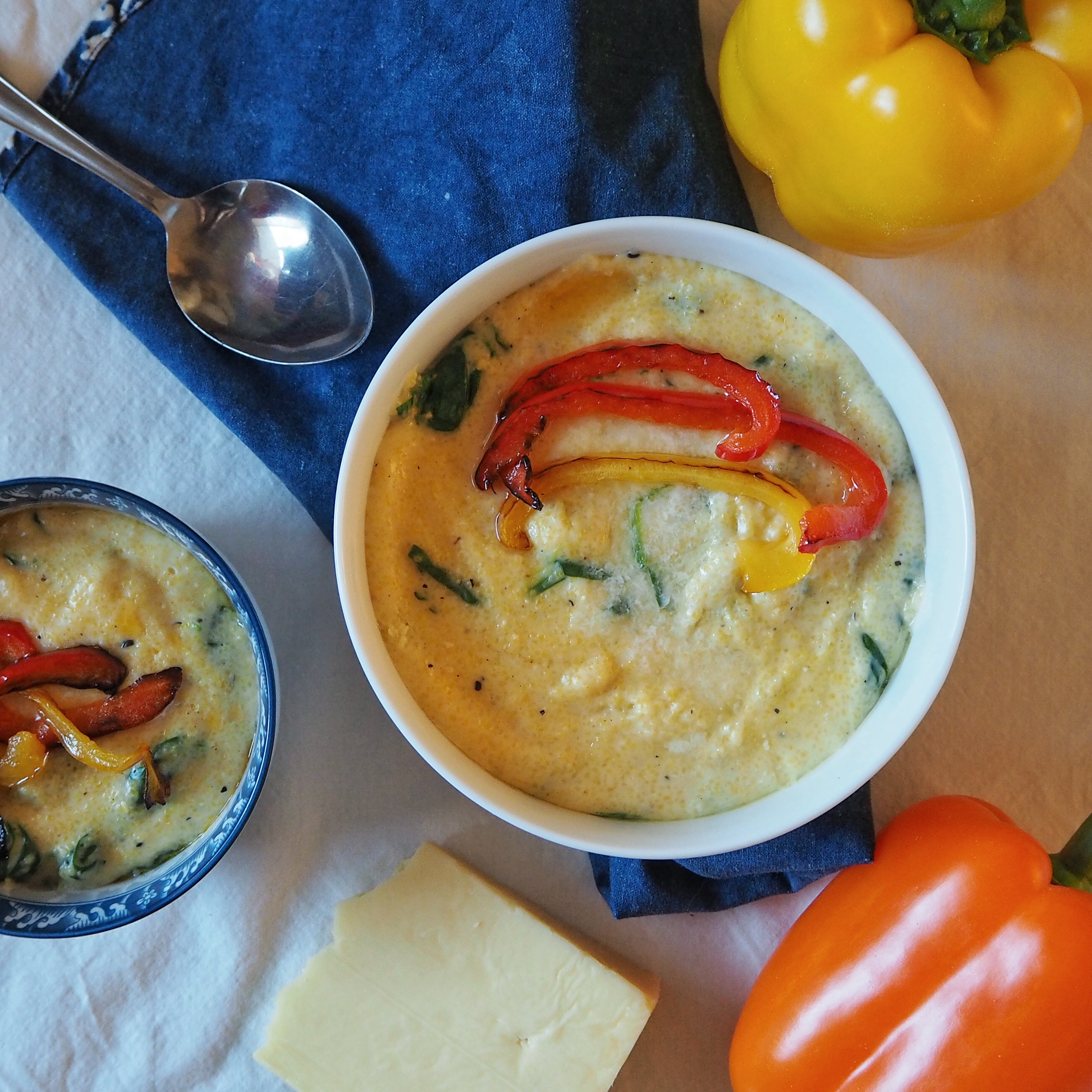 Simply Sophisticated Cooking | Creamy Grits with Aged Cheddar Cheese and Spinach