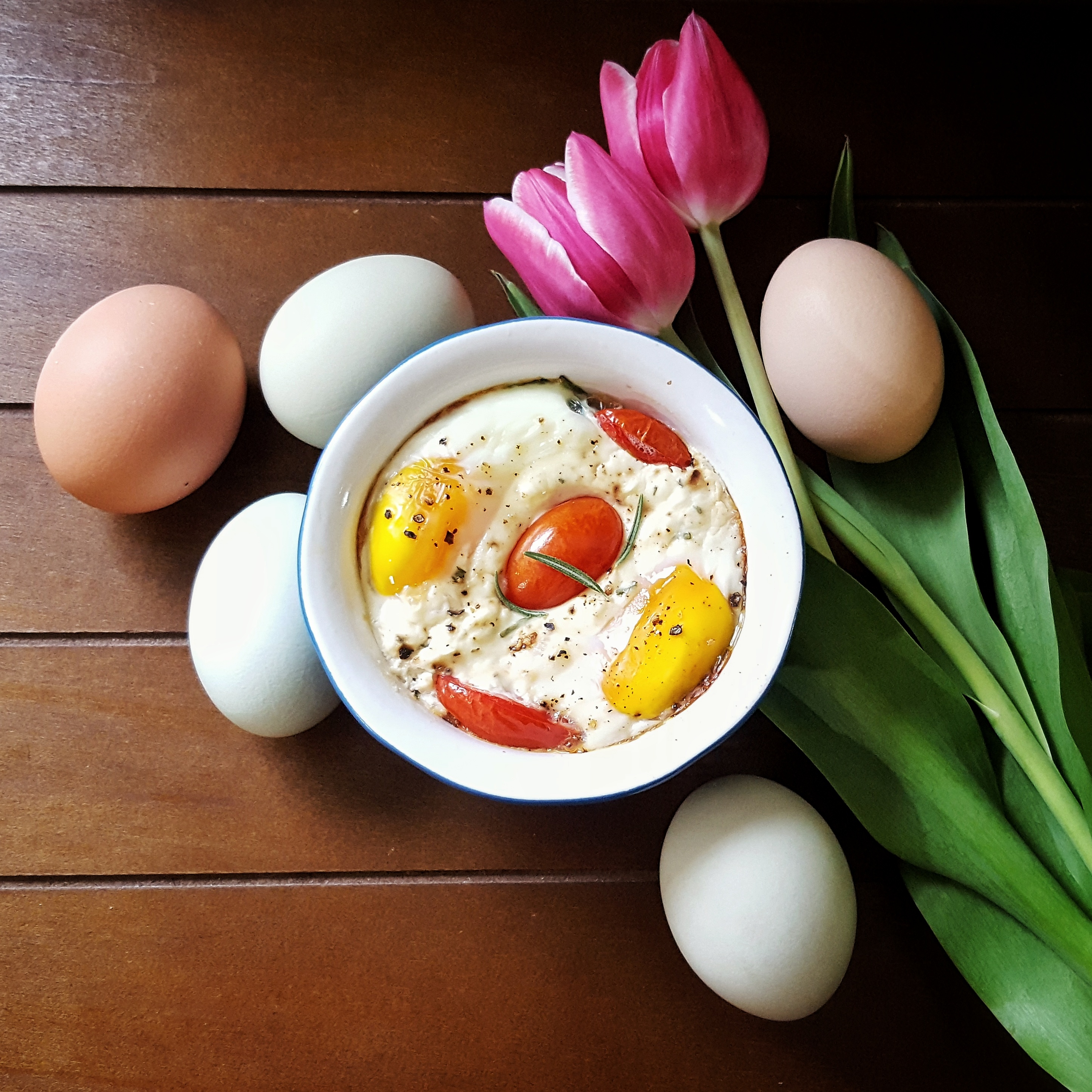 Baked Eggs with Herbed Ricotta and Greens