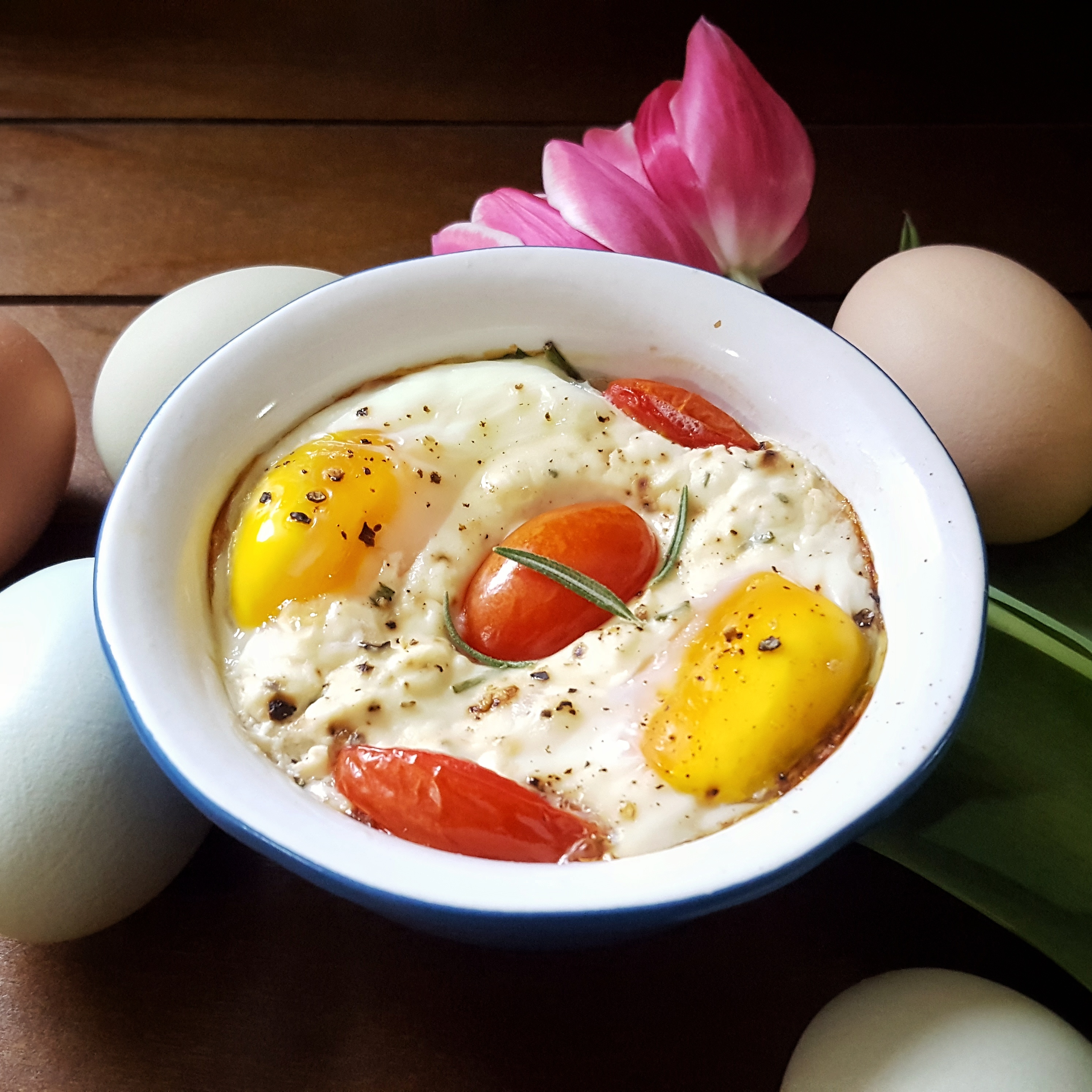 Baked Eggs with Herbed Ricotta and Greens