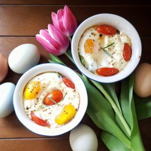 Baked Eggs with Herbed Ricotta and Greens