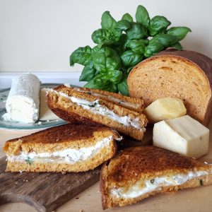 Simply Sophisticated Cooking | Goat Cheese, Basil, Tomato and Herb Bread Grilled Cheese Sandwich