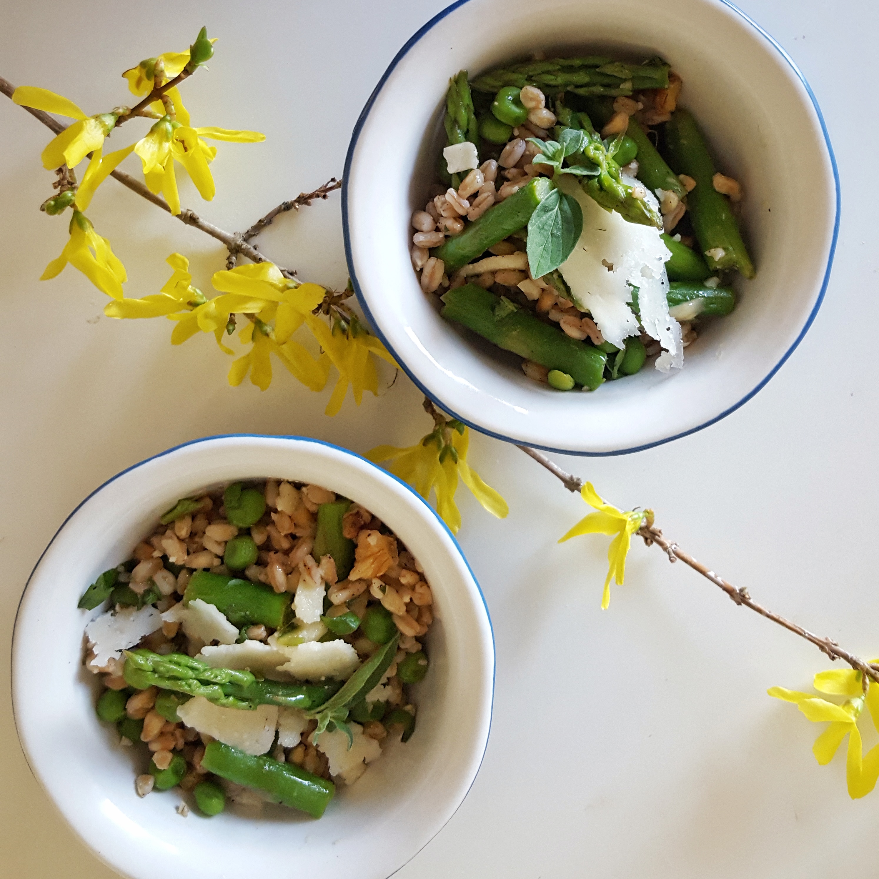 Spring Farro Salad with Asparagus, Peas and Fresh Herbs