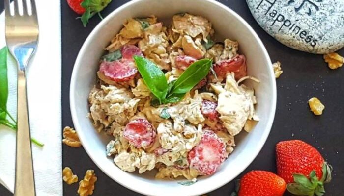 Spring Chicken Salad with Strawberries and Dijon Mustard
