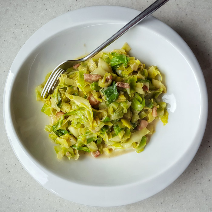 Sauteed Cabbage and Leeks with Pancetta