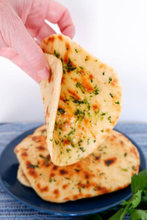 Naan Bread with Garlic Cilantro Butter