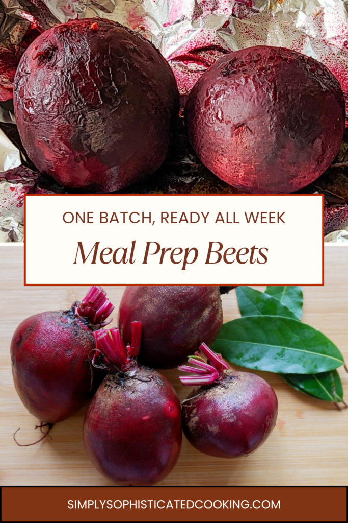 Roasted beets on bay leaves — meal prep roasted beets recipe